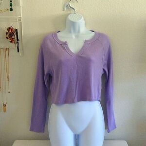 Wild Fable Purple Crop Top Long Sleeve size Medium